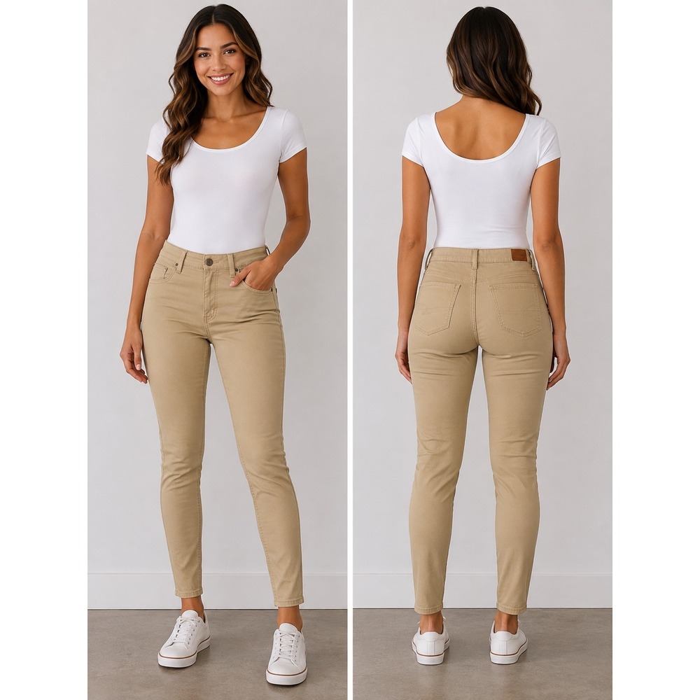 American Eagle Khaki Skinny Pants Tan Stretch Chino Womens Size 12 Short